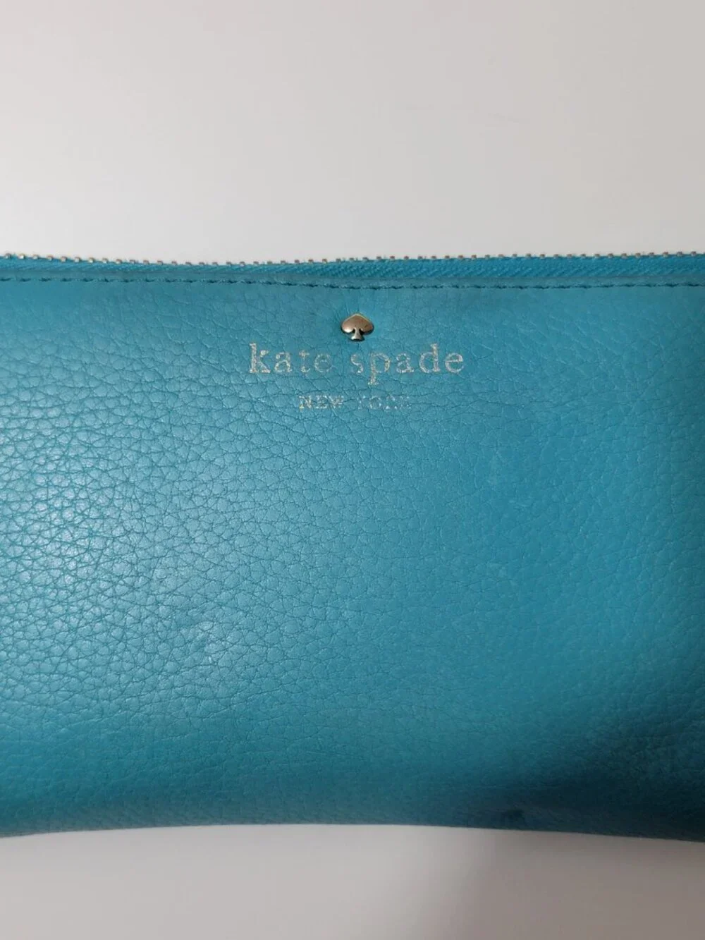 Kate Spade Grand Street Lacey Teal Zip Around Wallet Pebbled Leather Y2K - Picture 9 of 9